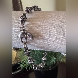 Elegant Sterling Silver Floral Rose Bracelet